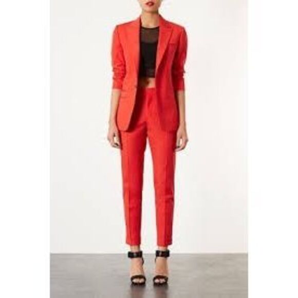 TopShop Womens Size 4 Oversized Long Blazer Jacket Bright Orange Career Fall NWT - Picture 8 of 9